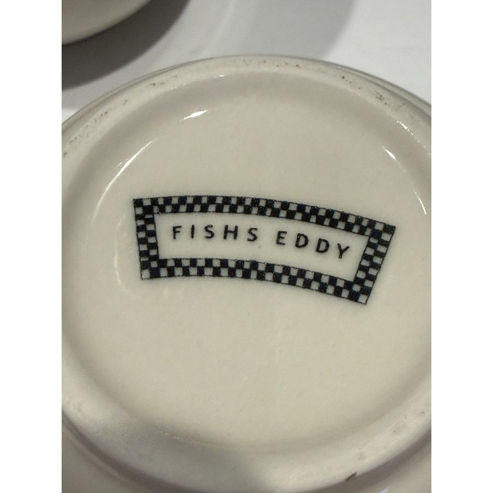 Fishs Eddy White Coffee Mugs Set of 2 Oversized 4" Restaurant Ware Cups - Picture 7 of 7